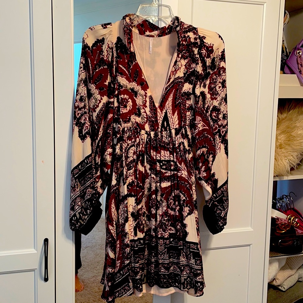 Long-sleeved midi 100% silk Free People Dress
